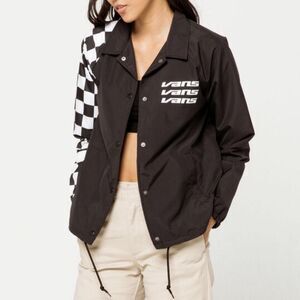 VANS Thanks Coach Superspeedee - Women Large Checkered Sleeve Windbreaker Jacket